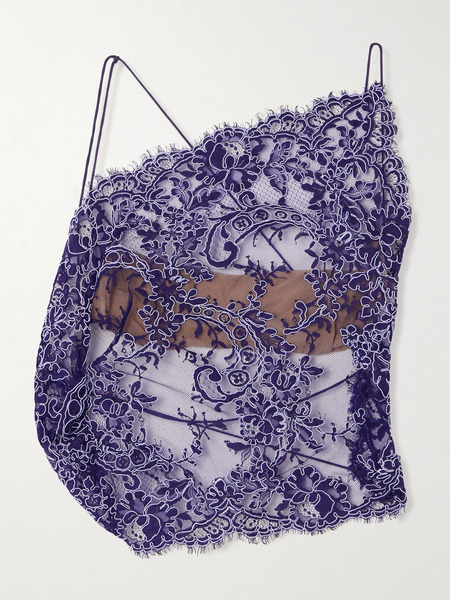  Christopher Esber Christopher Esber - Iris Open-back Lace And Net Top - Purple 