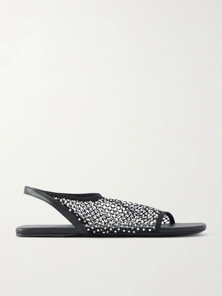  Christopher Esber Christopher Esber - Minette Crystal-embellished Leather Sandals - Black 