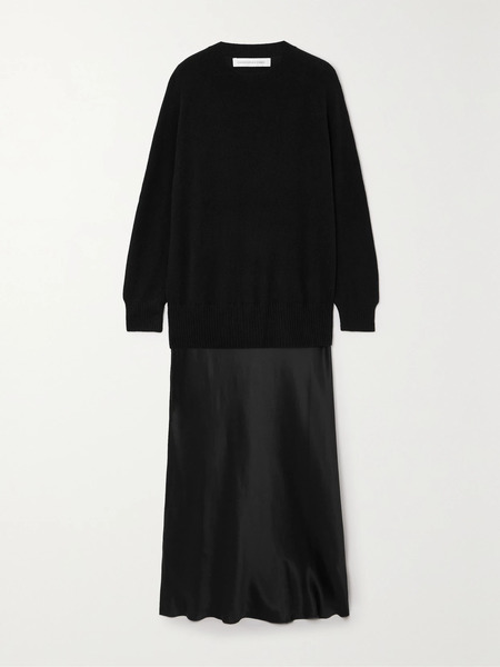  Christopher Esber Christopher Esber - Monument Cashmere And Silk-satin Maxi Dress - Black 
