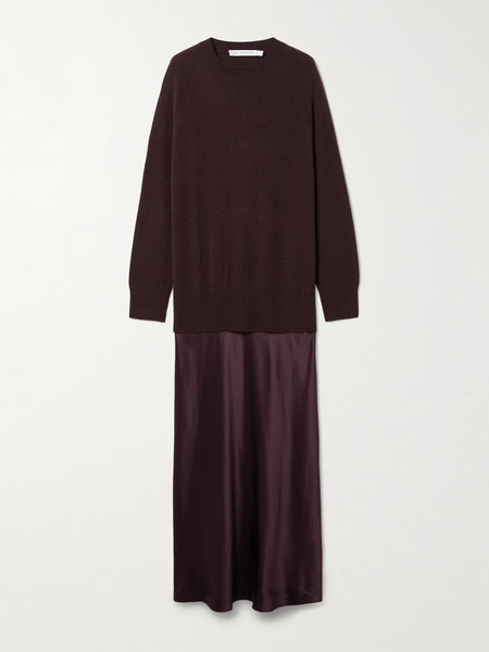  Christopher Esber Christopher Esber - Monument Cashmere And Silk-satin Maxi Dress - Brown 