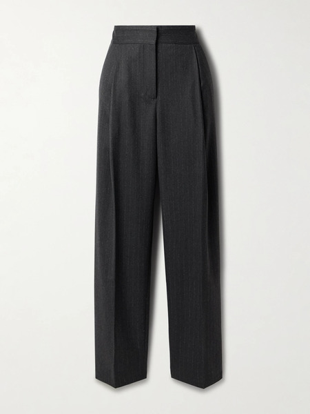  Christopher Esber Christopher Esber - Pleated Pinstriped Twill Straight-leg Pants - Gray 