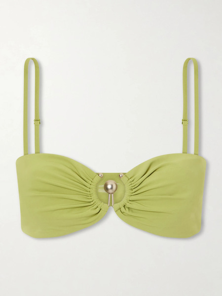  Christopher Esber Christopher Esber - Ruched Prong Bandeau Bikini Top - Green 