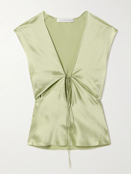  Christopher Esber Christopher Esber - Triquetra Cutout Silk-satin Tank - Green 