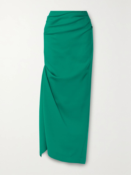  Christopher John Rogers Christopher John Rogers - Asymmetric Gathered Woven Maxi Skirt - Jade 