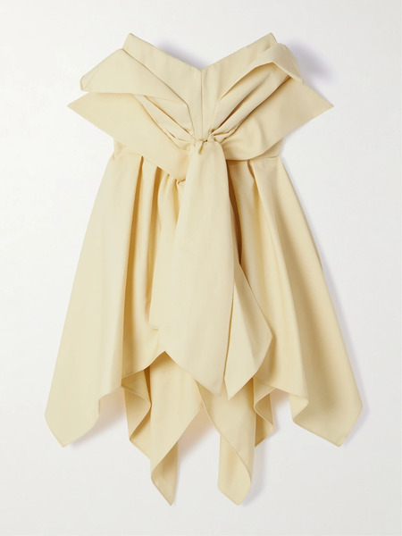  Christopher John Rogers Christopher John Rogers - Bow-embellished Off-the-shoulder Twill Top - Beige 