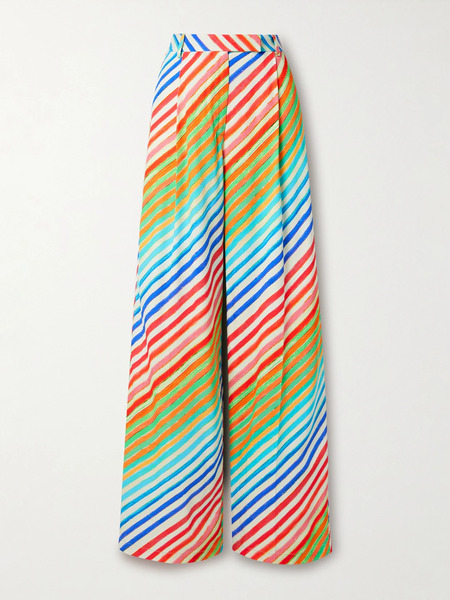  Christopher John Rogers Christopher John Rogers - Crayon Pleated Striped Twill Wide-leg Pants - Multi 