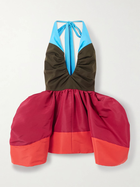  Christopher John Rogers Christopher John Rogers - Halterneck Silk And Cotton-blend Twill Top - Red 
