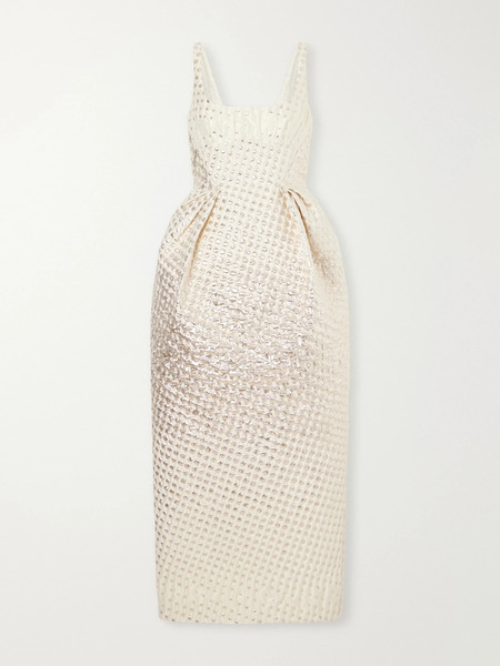  Christopher John Rogers Christopher John Rogers - Metallic Jacquard-woven Gown - Cream 