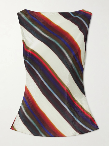  Christopher John Rogers Christopher John Rogers - Morris Striped Crinkled-satin Top - Multi 