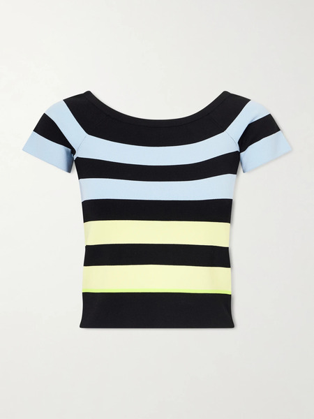  Christopher John Rogers Christopher John Rogers - Off-shoulder Striped Jersey Top - Multi 