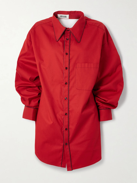  Christopher John Rogers Christopher John Rogers - Open-back Cotton-twill Shirt - Red 