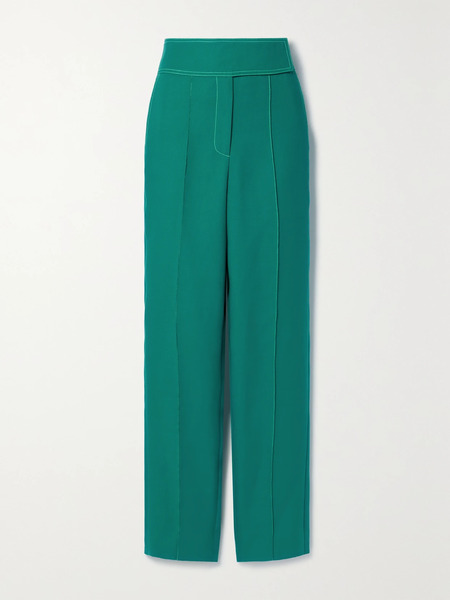  Christopher John Rogers Christopher John Rogers - Pleated Crepe Straight-leg Pants - Dark Green 