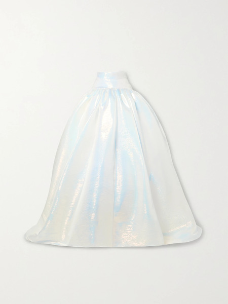  Christopher John Rogers Christopher John Rogers - Pleated Iridescent Textured Silk-organza Maxi Skirt - White 