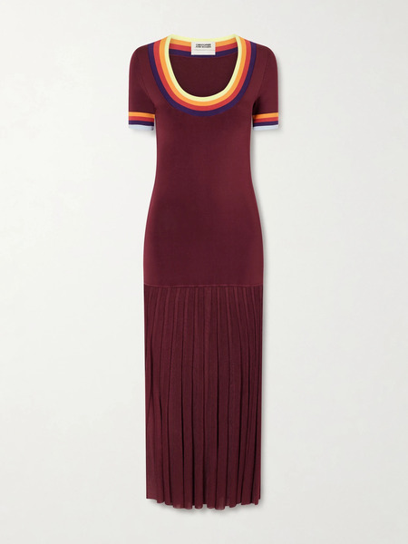  Christopher John Rogers Christopher John Rogers - Pleated Ribbed Maxi Dress - Burgundy 