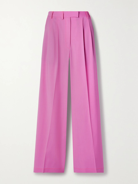  Christopher John Rogers Christopher John Rogers - Pleated Wool Wide-leg Pants - Fuchsia 