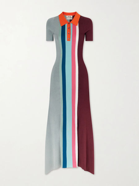  Christopher John Rogers Christopher John Rogers - Striped Crochet-knit Jersey Maxi Dress - Multi 