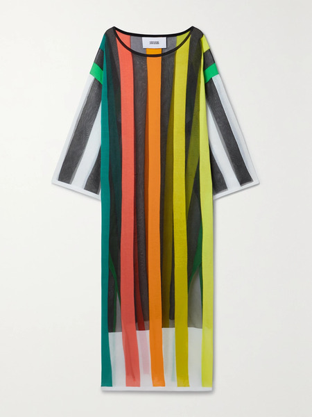  Christopher John Rogers Christopher John Rogers - Striped Knitted Maxi Dress - Orange 