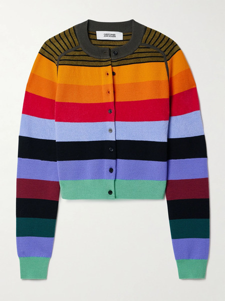  Christopher John Rogers Christopher John Rogers - Striped Wool-blend Cardigan - Multi 