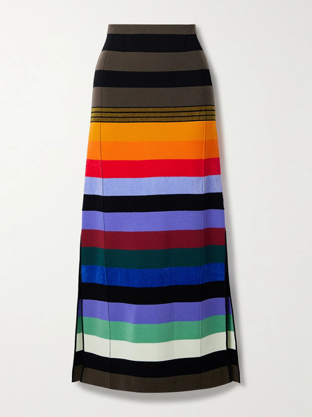  Christopher John Rogers Christopher John Rogers - Striped Wool-blend Maxi Skirt - Multi 
