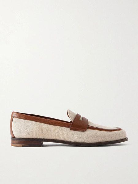  Church's Church's - Heswall 2 Leather-trimmed Canvas Penny Loafers - Beige 