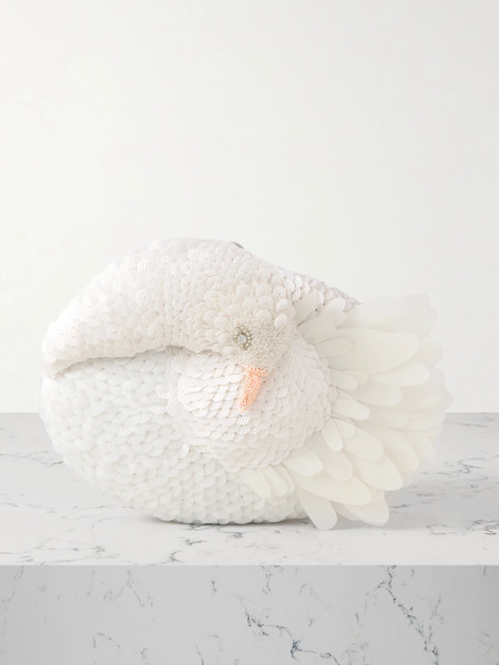  Clio Peppiatt Clio Peppiatt - Dove Embellished Tulle Clutch - Ivory 