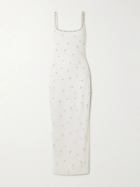  Clio Peppiatt Clio Peppiatt - Droplet Embellished Beaded Stretch-tulle Gown - Ivory 