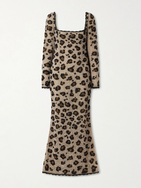  Clio Peppiatt Clio Peppiatt - Leo Beaded Tulle Gown - Leopard Print 