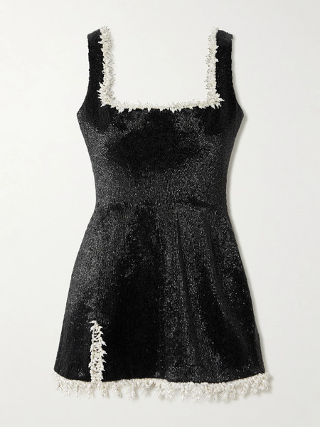  Clio Peppiatt Clio Peppiatt - Margot Embellished Satin Mini Dress - Black 