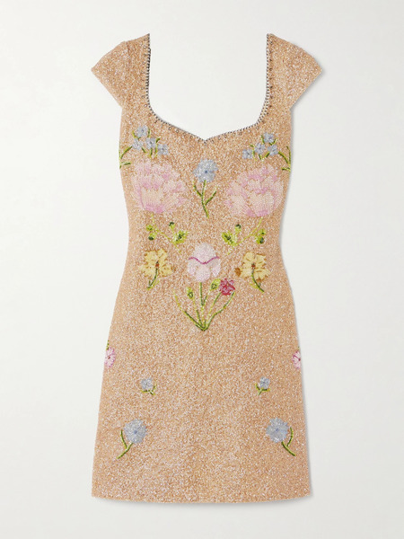  Clio Peppiatt Clio Peppiatt - Marie Embellished Stretch-tulle Mini Dress - Gold 