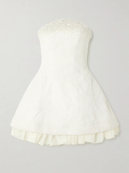  Clio Peppiatt Clio Peppiatt - Olympia Strapless Embellished Stretch-tulle Mini Dress - Ivory 