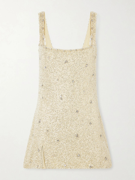  Clio Peppiatt Clio Peppiatt - Pamela Crystal-embellished Beaded Tulle Mini Dress - Cream 