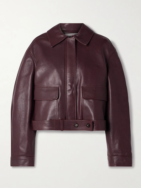  Co Co - Belted Leather Jacket - Burgundy 