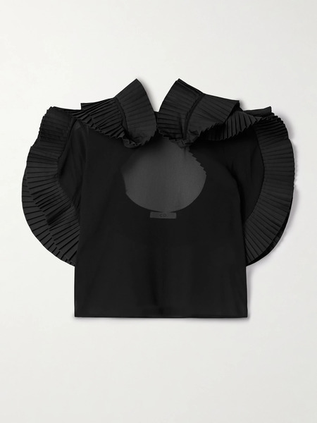  Co Co - Crepe De Chine And Pleated Poplin Blouse - Black 