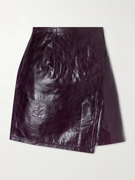  Co Co - Leather Mini Wrap Skirt - Burgundy 