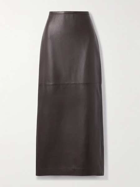  Co Co - Paneled Leather Maxi Skirt - Chocolate 
