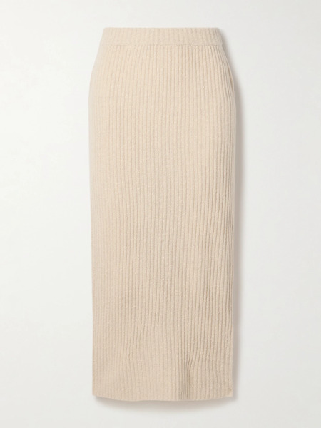  Co Co - Ribbed Wool-blend Midi Skirt - Ivory 