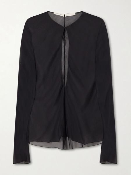  Colleen Allen Colleen Allen - Cut-out Silk-chiffon Blouse - Black 