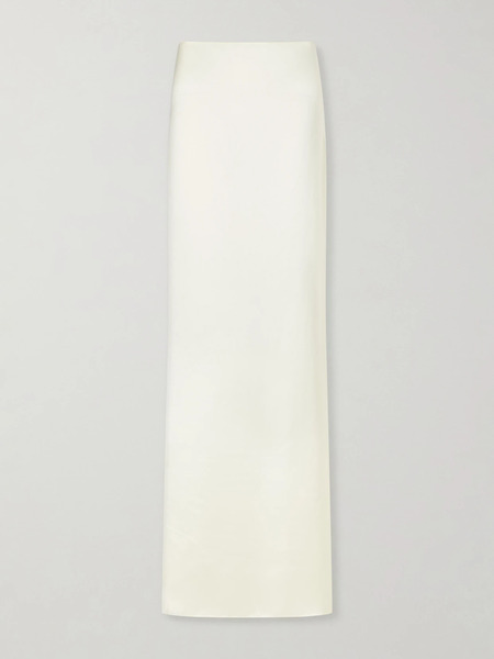  Colleen Allen Colleen Allen - Lace-trimmed Silk-satin Maxi Skirt - Sand 