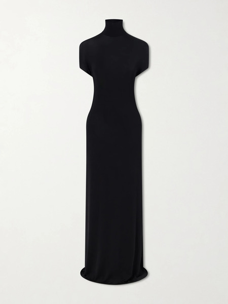  Colleen Allen Colleen Allen - Open-back Jersey Turtleneck Gown - Black 