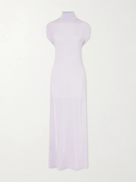  Colleen Allen Colleen Allen - Open-back Jersey Turtleneck Gown - Lilac 