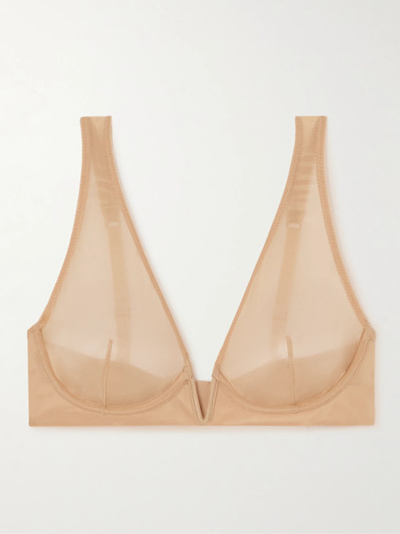  Commando Commando - Chic Mesh Plunge Underwired Soft-cup Bra - Neutral 