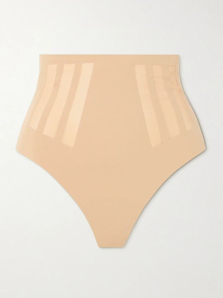  Commando Commando - Luxe Control Stretch Mesh-trimmed Tech-jersey Thong - Neutral 