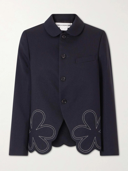  Comme Des Garçons Girl Comme Des Garçons Girl - Embroidered Gabardine Blazer - Navy 