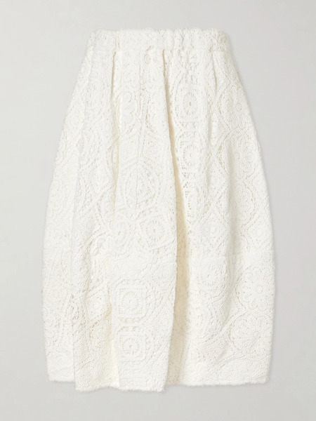  Comme Des Garçons Comme Des Garçons - Pleated Crocheted Cotton Midi Skirt - Off-white 
