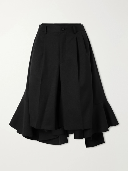  Comme Des Garçons Comme Des Garçons - Wide-leg Twill Ruffled Shorts - Black 