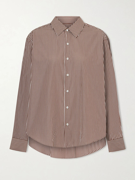  Comme Si Comme Si - La Shirt Classica Striped Cotton-poplin Shirt - Brown 