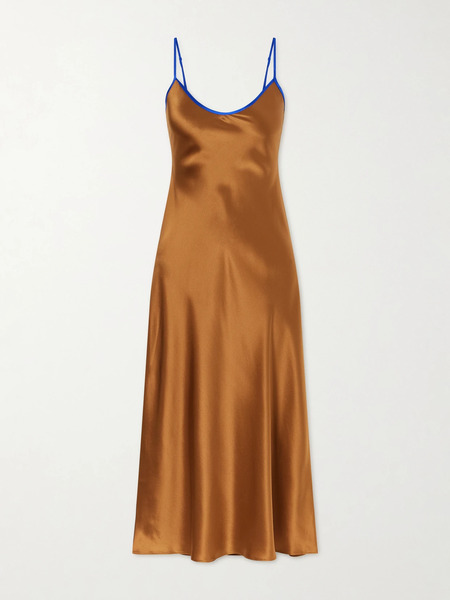  Comme Si Comme Si - Silk-charmeuse Midi Dress - Dark Brown 