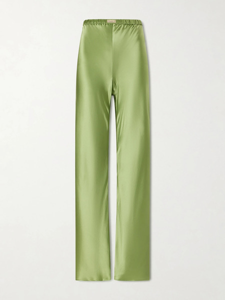  Comme Si Comme Si - Silk Straight-leg Pants - Green 