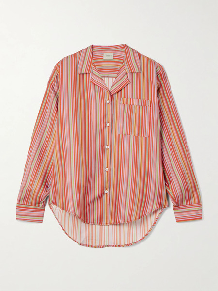  Comme Si Comme Si - Striped Silk-twill Shirt - Red 