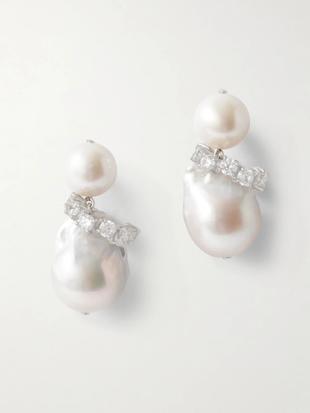  Completedworks Completedworks - Rhodium-plated Recycled Silver Pearl And Crystal Earrings - White 